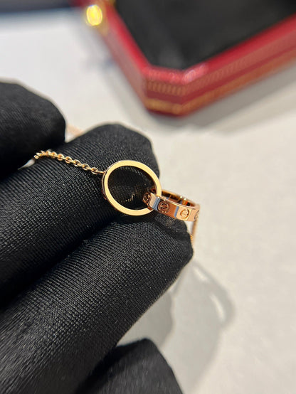 [Angela Jewellery]LOVE NECKLACE DOUBLE RING PINK GOLD