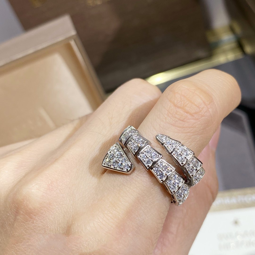[Angela Jewellery]SERPENTI DOUBLE RING SILVER DIAMOND PAVED