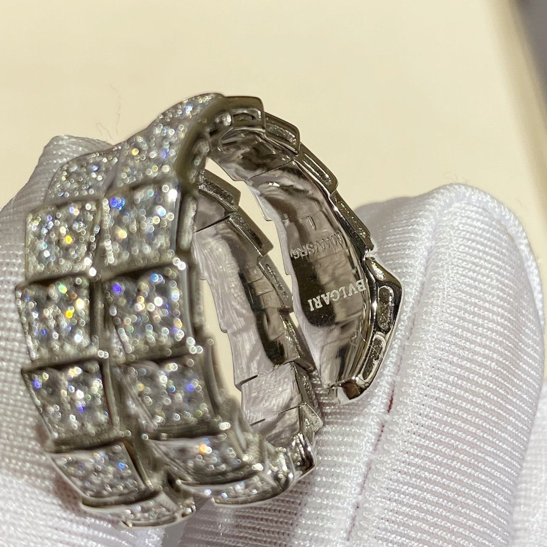 [Angela Jewellery]SERPENTI DOUBLE RING SILVER DIAMOND PAVED
