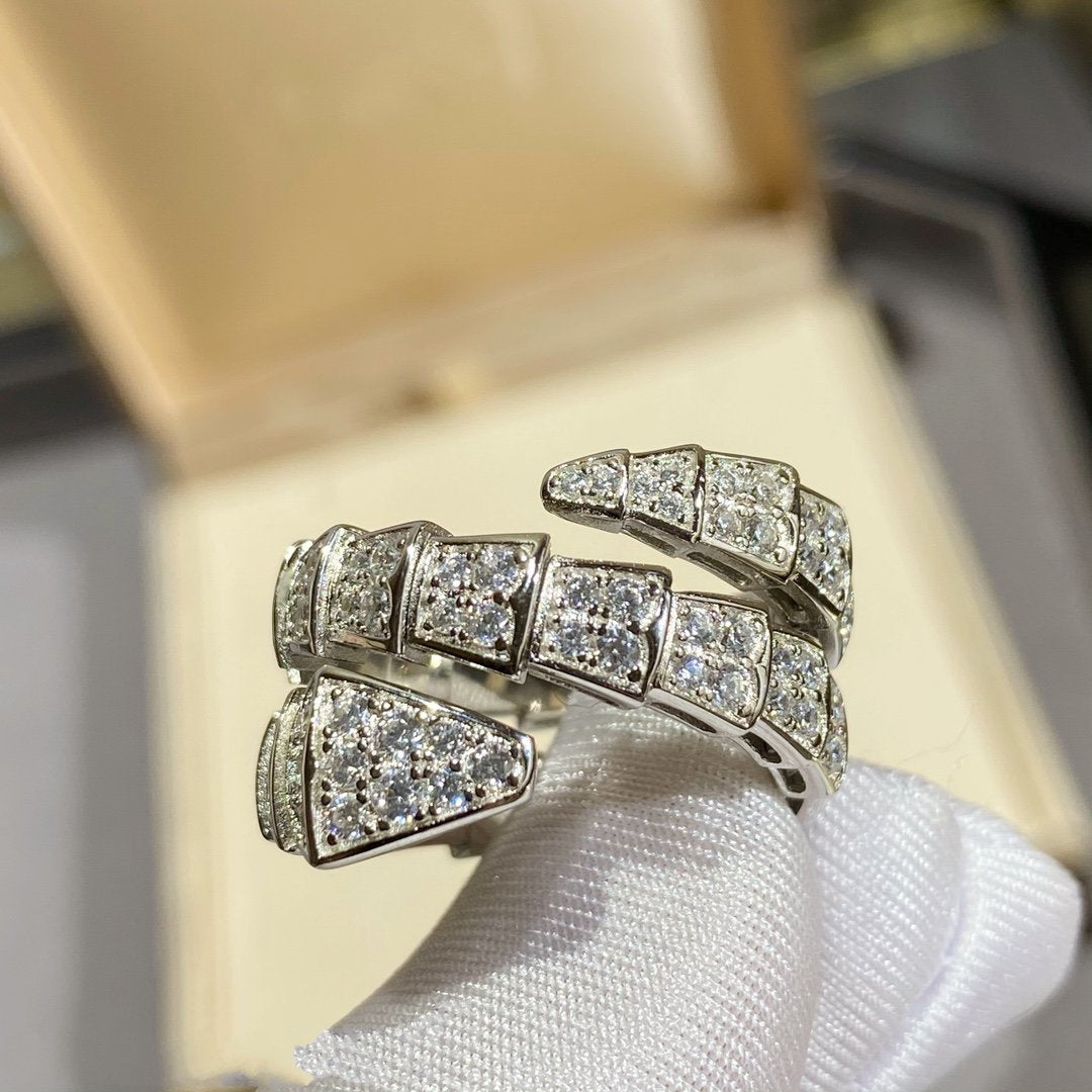 [Angela Jewellery]SERPENTI DOUBLE RING SILVER DIAMOND PAVED