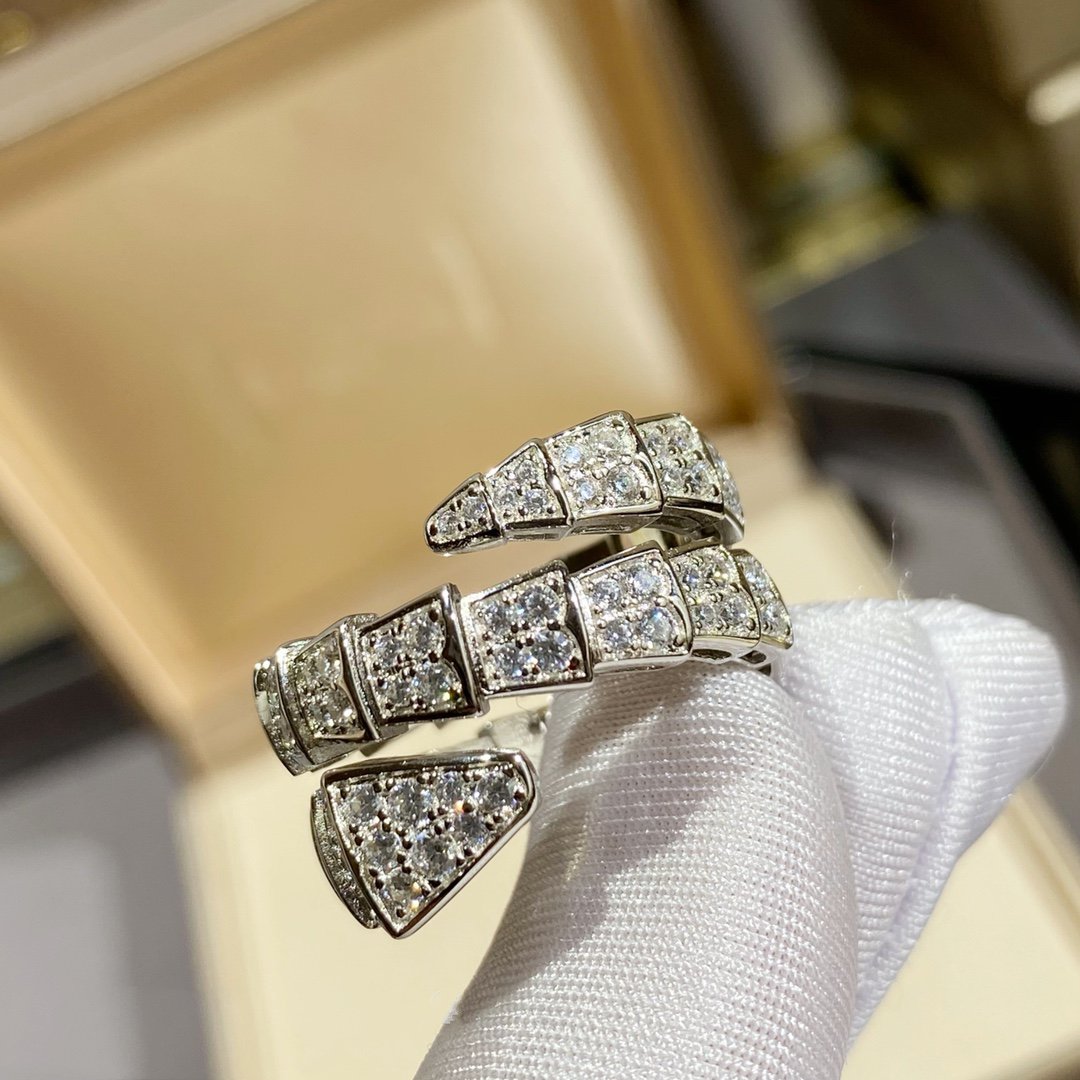 [Angela Jewellery]SERPENTI DOUBLE RING SILVER DIAMOND PAVED
