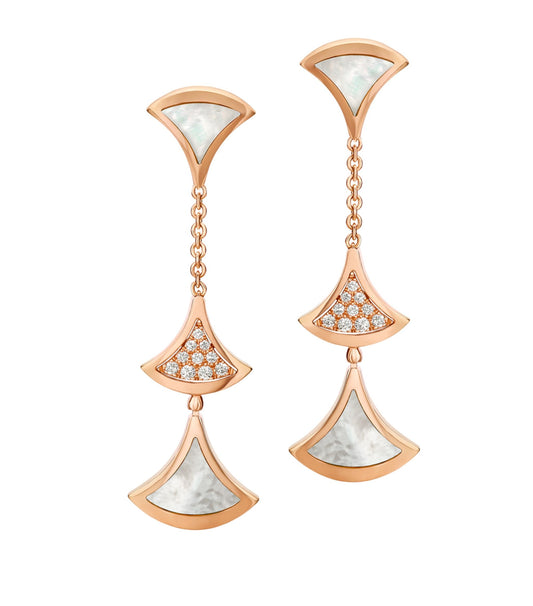 [Angela Jewellery]DREAM EARRINGS 3 MOTIFS DIAMOND MOP PINK GOLD
