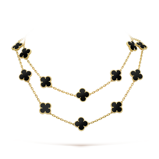[Angela Jewellery]CLOVER 20 MOTIFS ONYX NECKLACE