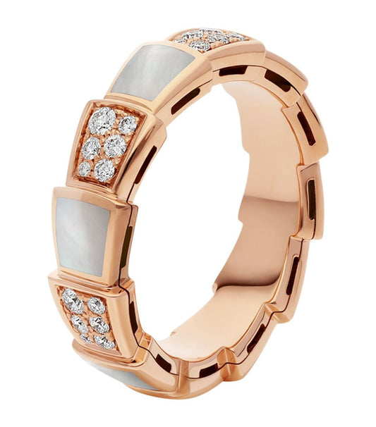 [Angela Jewellery]SERPENTI RING PINK GOLD MOP DIAMOND PAVED 4MM