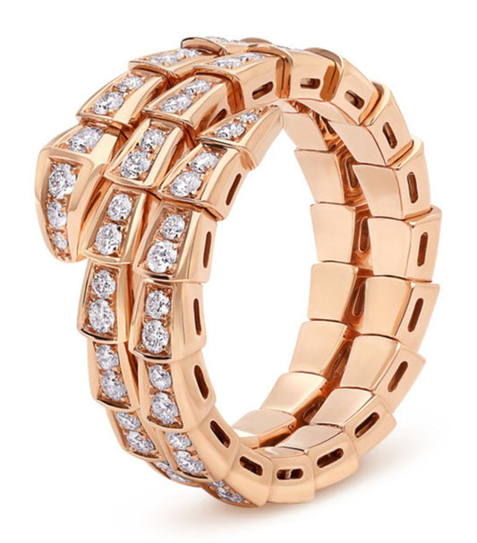 [Angela Jewellery]SERPENTI RING PINK GOLD DIAMOND DOUBLE ROW