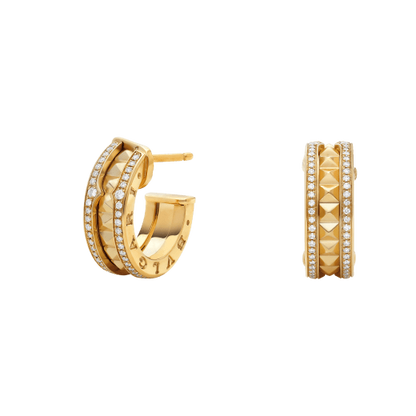 [Angela Jewellery]ZERO 1 ROCK GOLD EARRINGS WITH STUDDED SPIRAL AND PAVED DIAMONDS