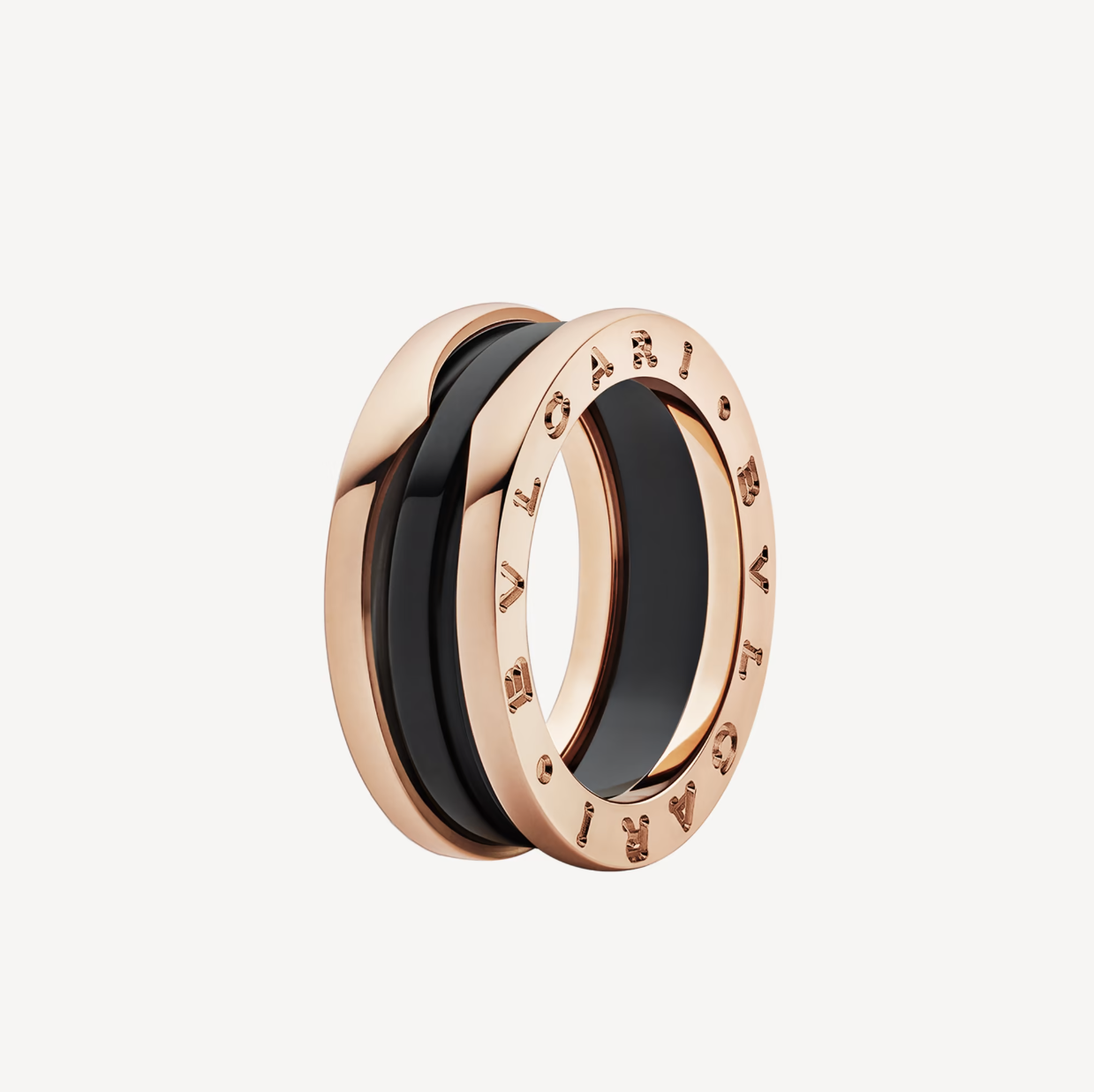 [Angela Jewellery]ZERO 1 TWO-BAND LOOPS AND BLACK CERAMIC PINK GOLD RING