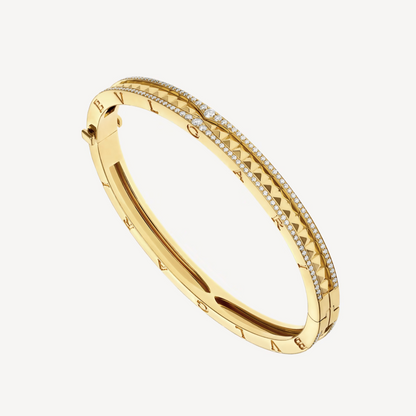 [Angela Jewellery]ZERO 1 SPIRAL AND PAVED DIAMOND GOLD BRACELET