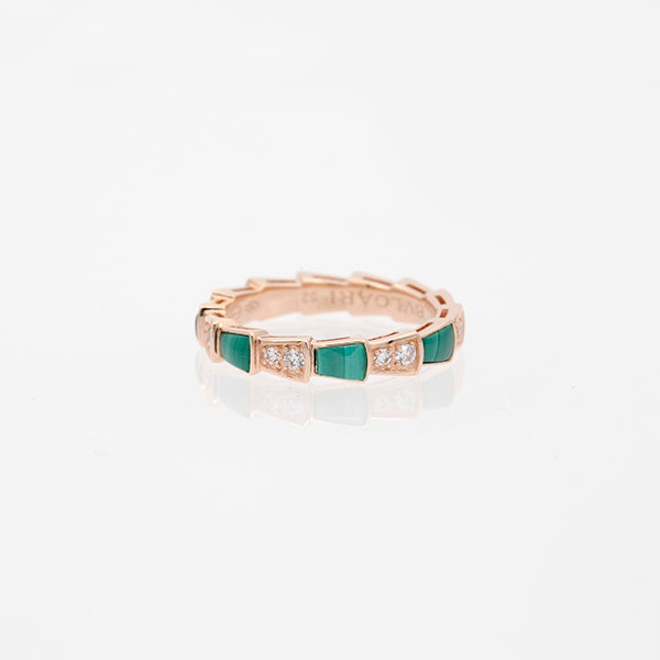 [Angela Jewellery]SERPENTI RING PINK GOLD MALACHITE DIAMOND 3MM