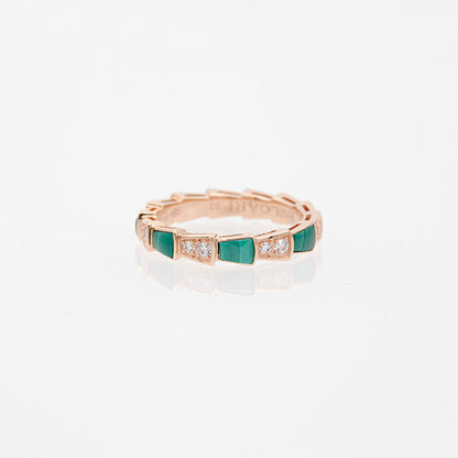 [Angela Jewellery]SERPENTI RING PINK GOLD MALACHITE DIAMOND 3MM