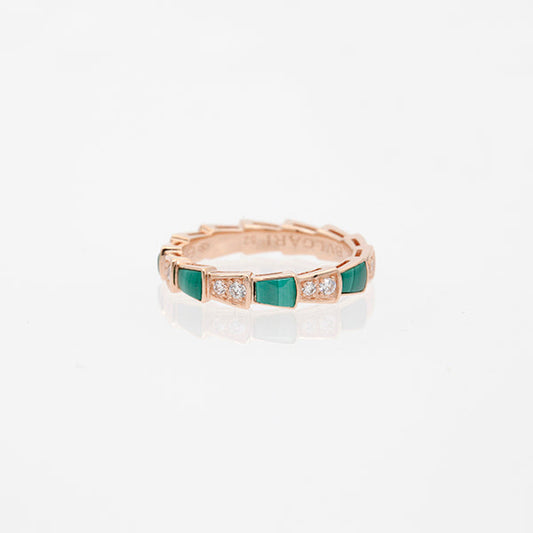 [Angela Jewellery]SERPENTI RING PINK GOLD MALACHITE DIAMOND 3MM