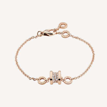[Angela Jewellery]ZERO 1 SOFT PINK GOLD WITH PAVED DIAMONDS ON THE SPIRAL BRACELET