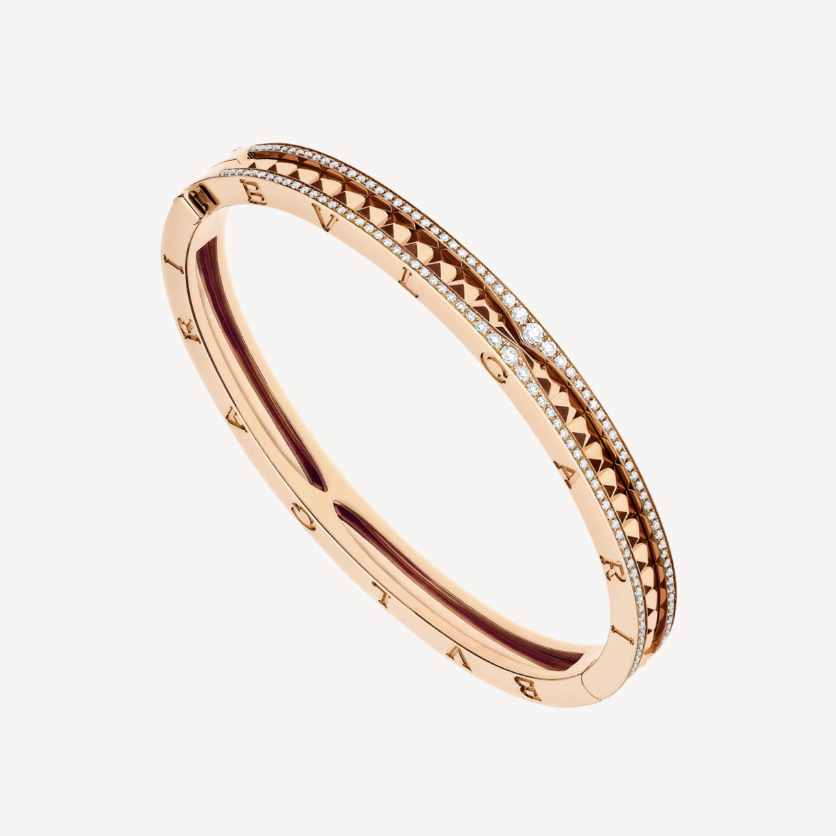 [Angela Jewellery]ZERO 1 SPIRAL AND PAVED DIAMOND PINK GOLD BRACELET