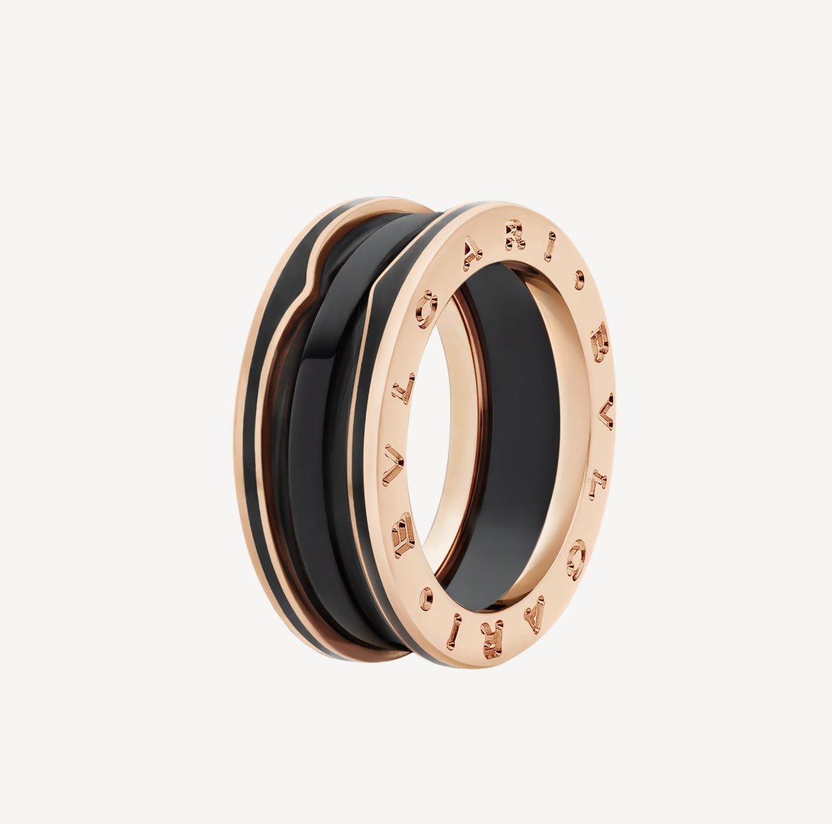 [Angela Jewellery]ZERO 1 TWO-BAND WITH MATTE BLACK CERAMIC PINK GOLD RING