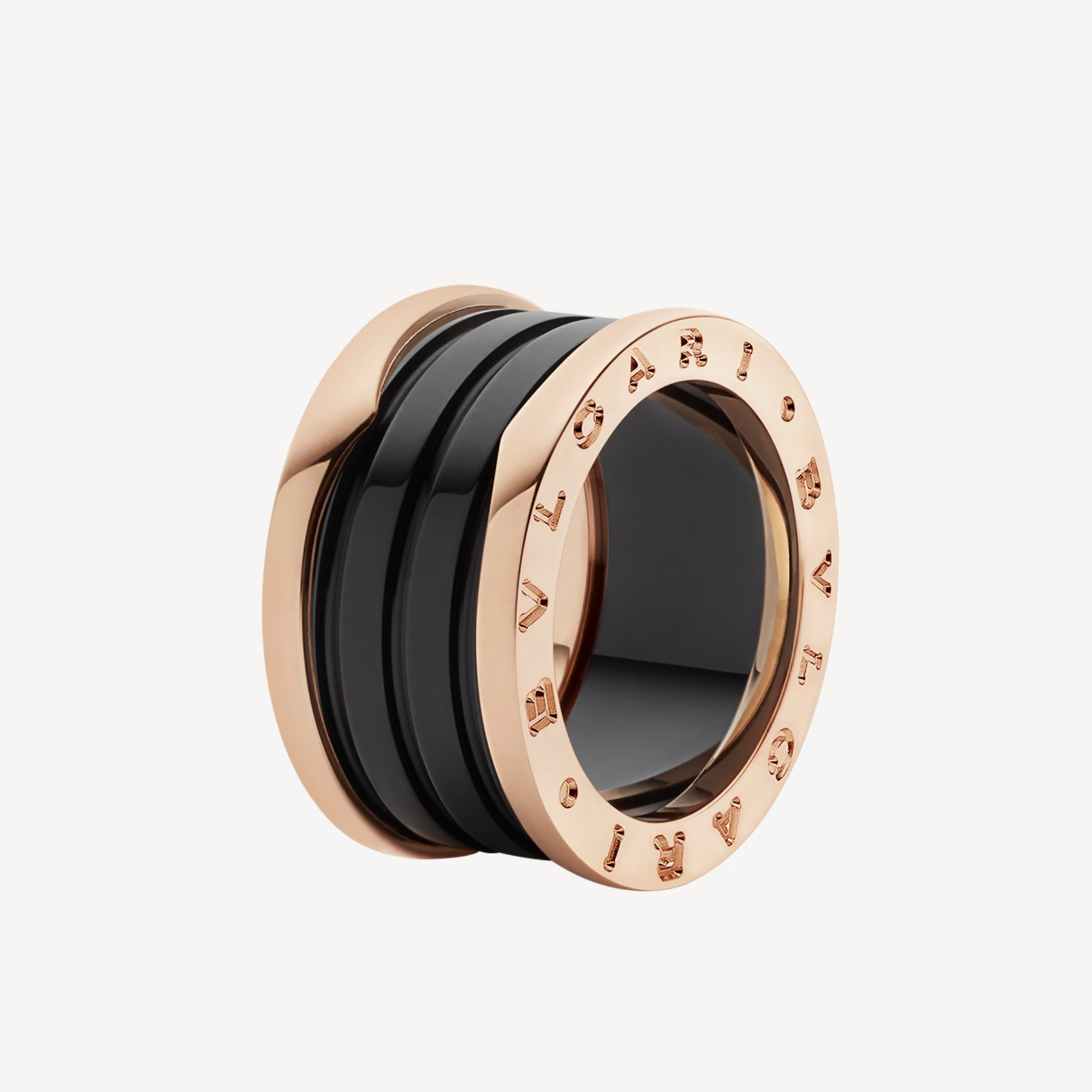 [Angela Jewellery]ZERO 1 FOUR-BAND LOOPS AND BLACK CERAMIC SPIRAL PINK GOLD RING