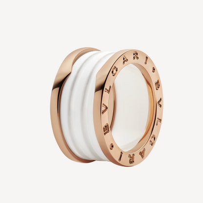 [Angela Jewellery]ZERO 1 FOUR-BAND LOOPS AND WHITE CERAMIC SPIRAL PINK GOLD RING