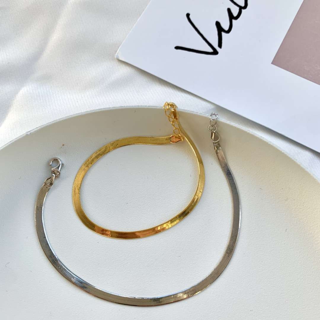 Angela Jewelry]Flat Snake Bone Chain Blade Necklace