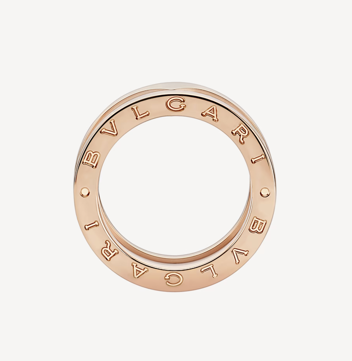 [Angela Jewellery]ZERO 1 TWO-BAND LOOPS AND WHITE CERAMIC SPIRAL PINK GOLD RING