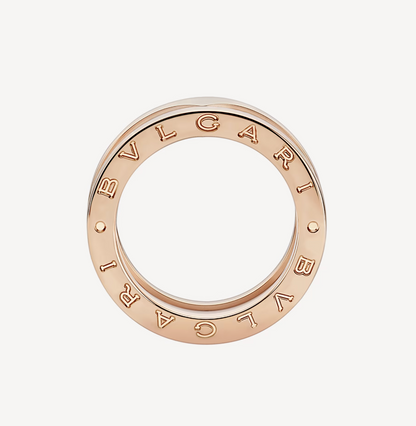 [Angela Jewellery]ZERO 1 TWO-BAND LOOPS AND WHITE CERAMIC SPIRAL PINK GOLD RING