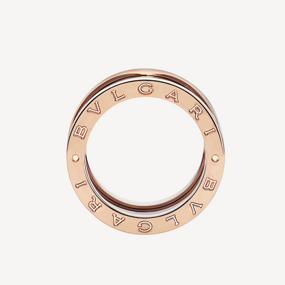 [Angela Jewellery]ZERO 1 FOUR-BAND LOOPS AND BLACK CERAMIC SPIRAL PINK GOLD RING