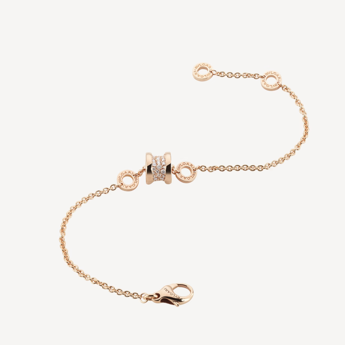 [Angela Jewellery]ZERO 1 SOFT PINK GOLD WITH PAVED DIAMONDS ON THE SPIRAL BRACELET