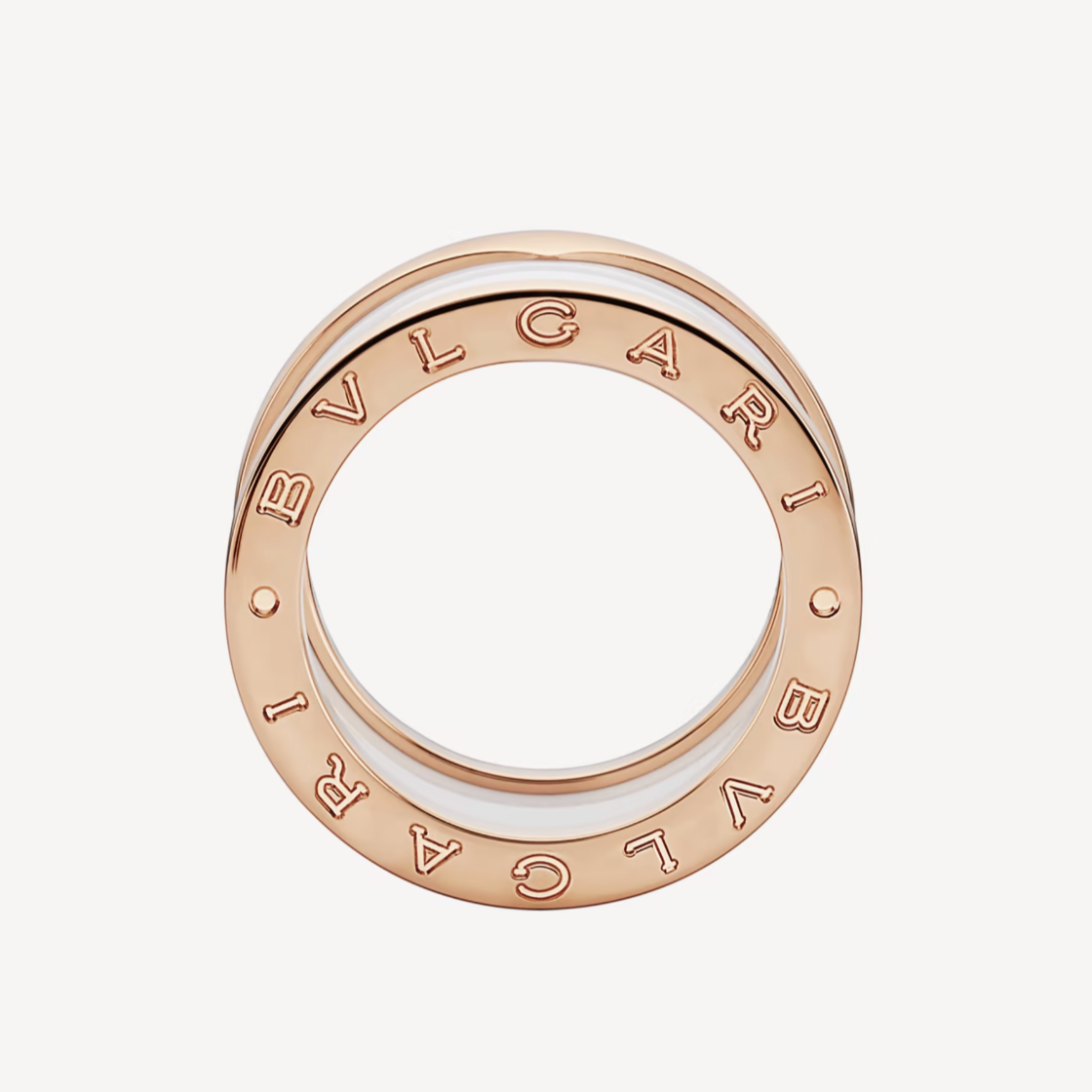 [Angela Jewellery]ZERO 1 FOUR-BAND LOOPS AND WHITE CERAMIC SPIRAL PINK GOLD RING