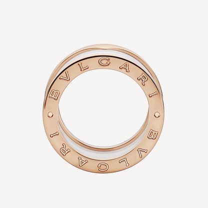 [Angela Jewellery]ZERO 1 FOUR-BAND LOOPS AND WHITE CERAMIC SPIRAL PINK GOLD RING