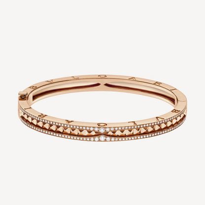 [Angela Jewellery]ZERO 1 SPIRAL AND PAVED DIAMOND PINK GOLD BRACELET