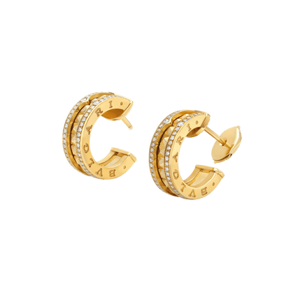 [Angela Jewellery]ZERO 1 ROCK GOLD EARRINGS WITH STUDDED SPIRAL AND PAVED DIAMONDS