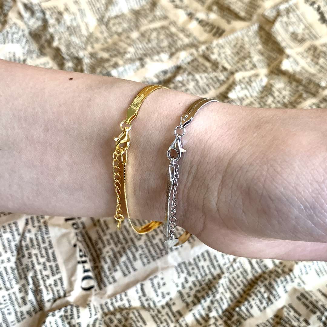 Angela Jewelry]Flat Snake Bone Chain Blade Necklace