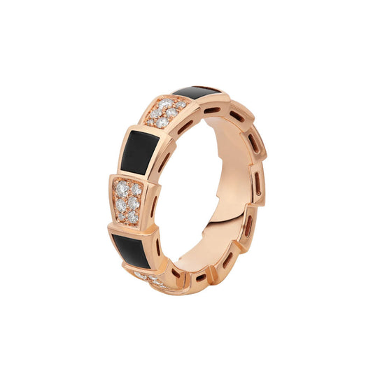 [Angela Jewellery]SERPENTI RING PINK GOLD BLACK MOP DIAMOND PAVED 4MM