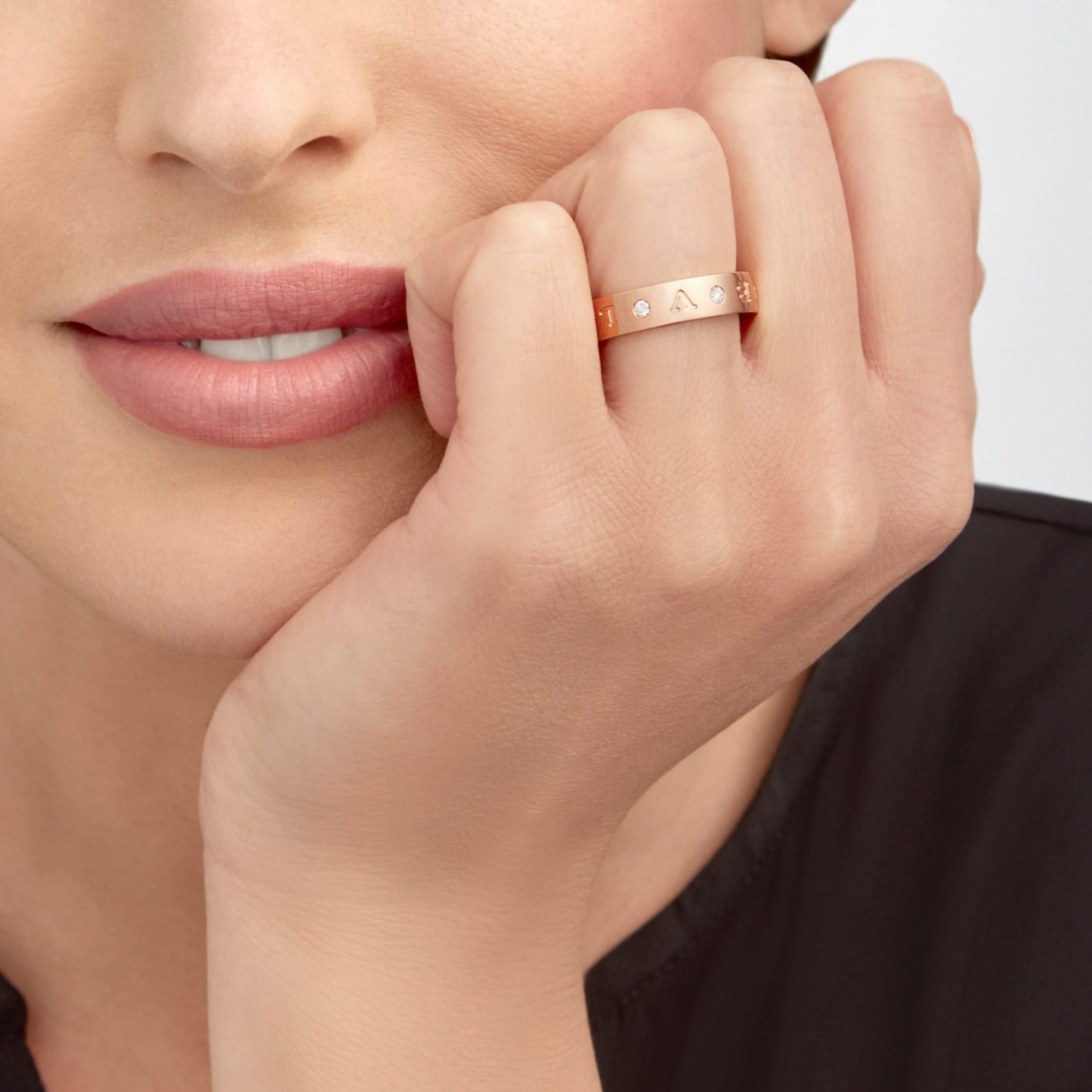 [Angela Jewellery]ZERO 1 ESSENTIAL PINK GOLD BAND WITH DIAMONDS RING