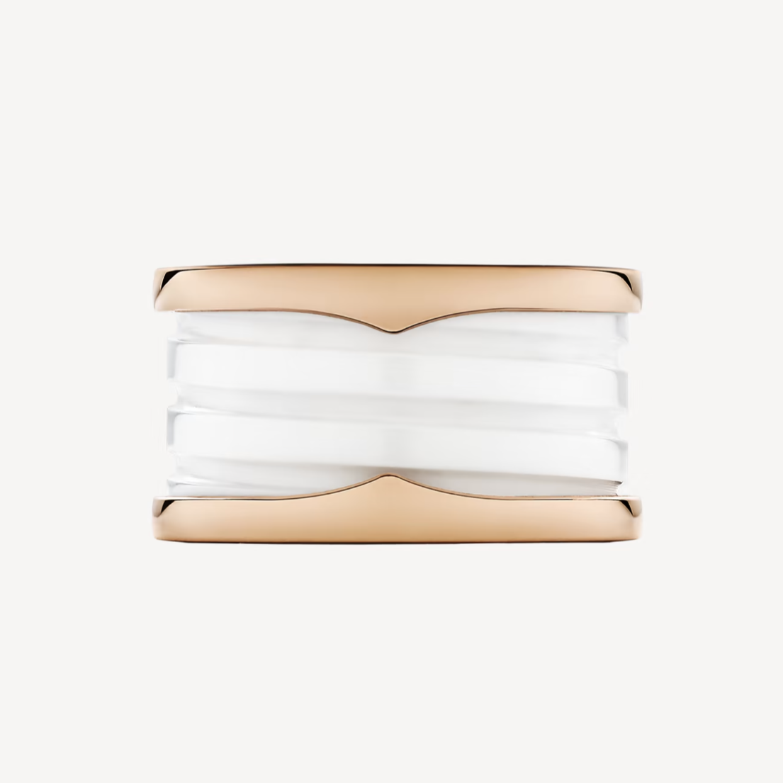[Angela Jewellery]ZERO 1 FOUR-BAND LOOPS AND WHITE CERAMIC SPIRAL PINK GOLD RING