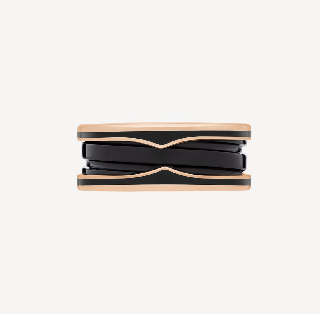 [Angela Jewellery]ZERO 1 TWO-BAND WITH MATTE BLACK CERAMIC PINK GOLD RING