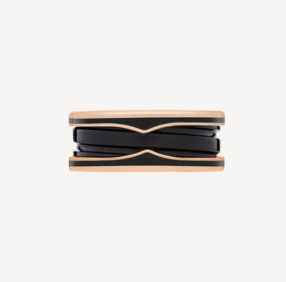 [Angela Jewellery]ZERO 1 TWO-BAND WITH MATTE BLACK CERAMIC PINK GOLD RING