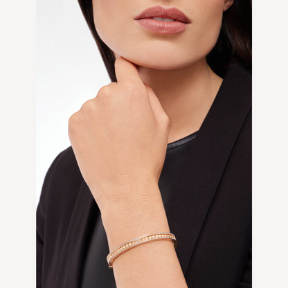 [Angela Jewellery]ZERO 1 SPIRAL AND PAVED DIAMOND PINK GOLD BRACELET