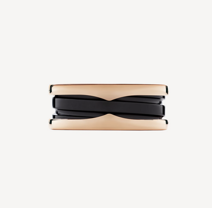 [Angela Jewellery]ZERO 1 TWO-BAND LOOPS AND BLACK CERAMIC PINK GOLD RING