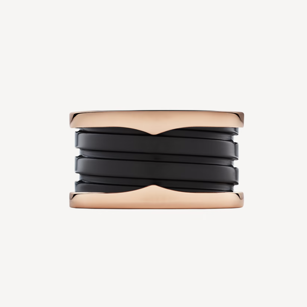 [Angela Jewellery]ZERO 1 FOUR-BAND LOOPS AND BLACK CERAMIC SPIRAL PINK GOLD RING