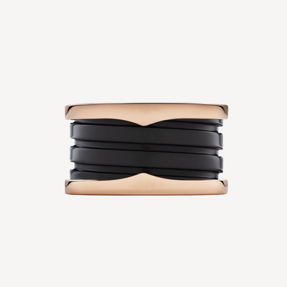 [Angela Jewellery]ZERO 1 FOUR-BAND LOOPS AND BLACK CERAMIC SPIRAL PINK GOLD RING