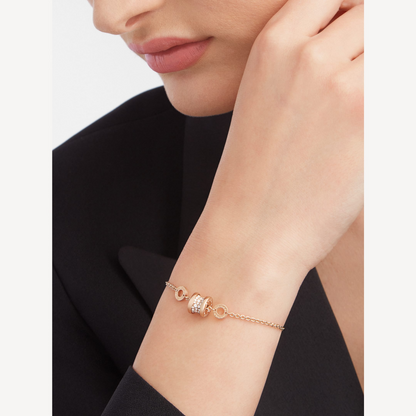 [Angela Jewellery]ZERO 1 SOFT PINK GOLD WITH PAVED DIAMONDS ON THE SPIRAL BRACELET