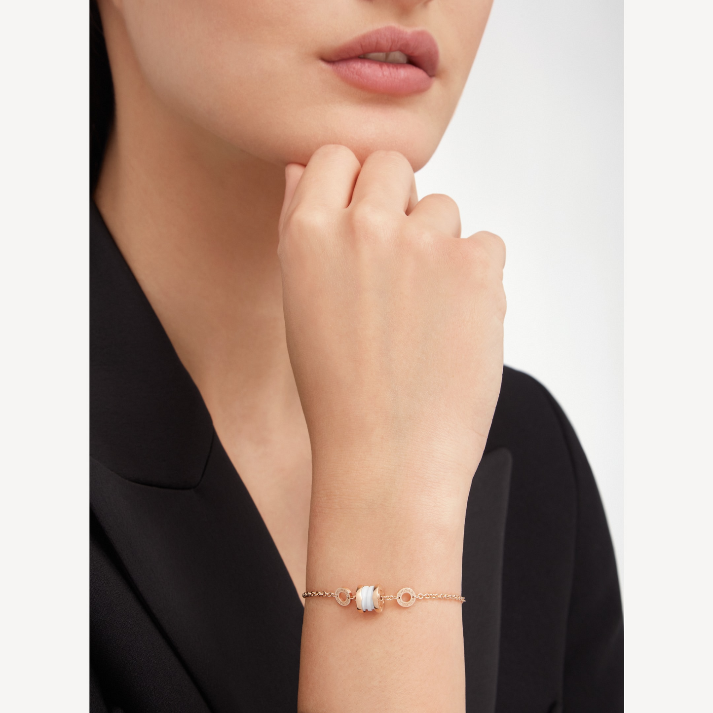 [Angela Jewellery]ZERO 1 SOFT PINK GOLD AND WHITE CERAMIC BRACELET