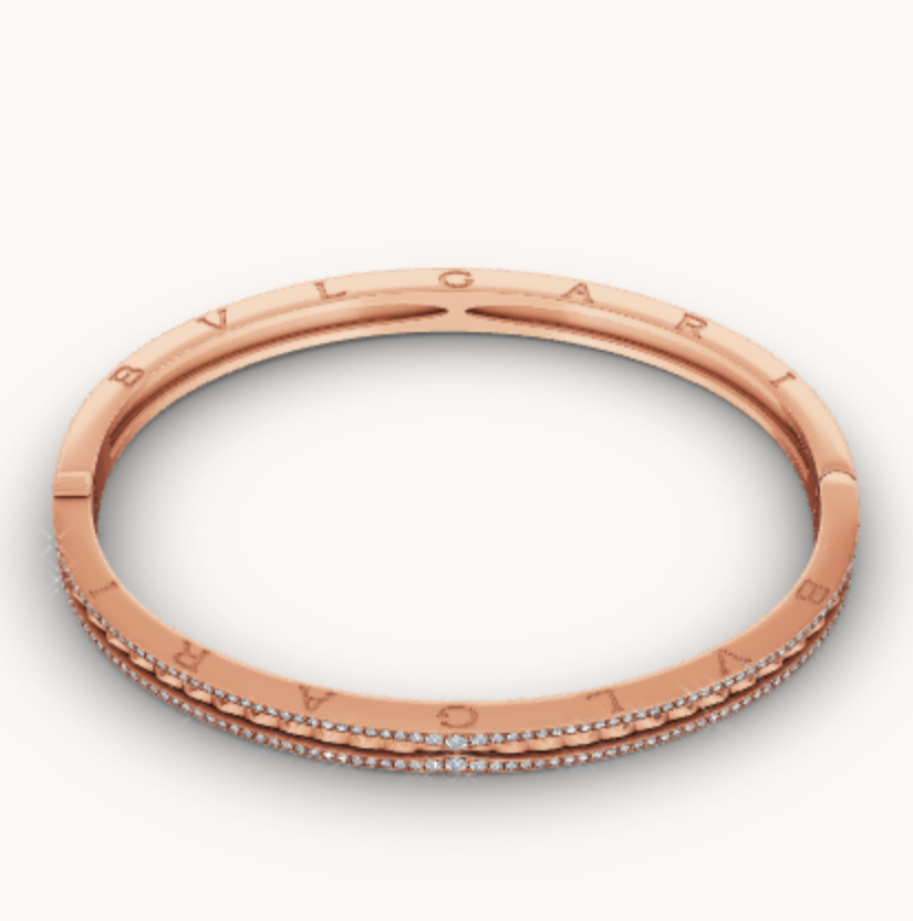[Angela Jewellery]ZERO 1 SPIRAL AND PAVED DIAMOND PINK GOLD BRACELET