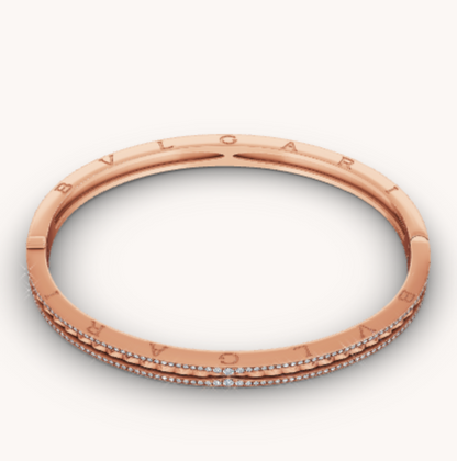 [Angela Jewellery]ZERO 1 SPIRAL AND PAVED DIAMOND PINK GOLD BRACELET