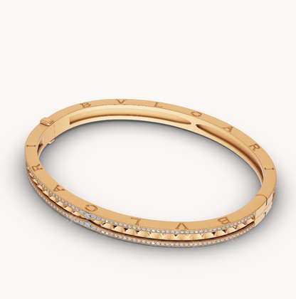 [Angela Jewellery]ZERO 1 SPIRAL AND PAVED DIAMOND GOLD BRACELET
