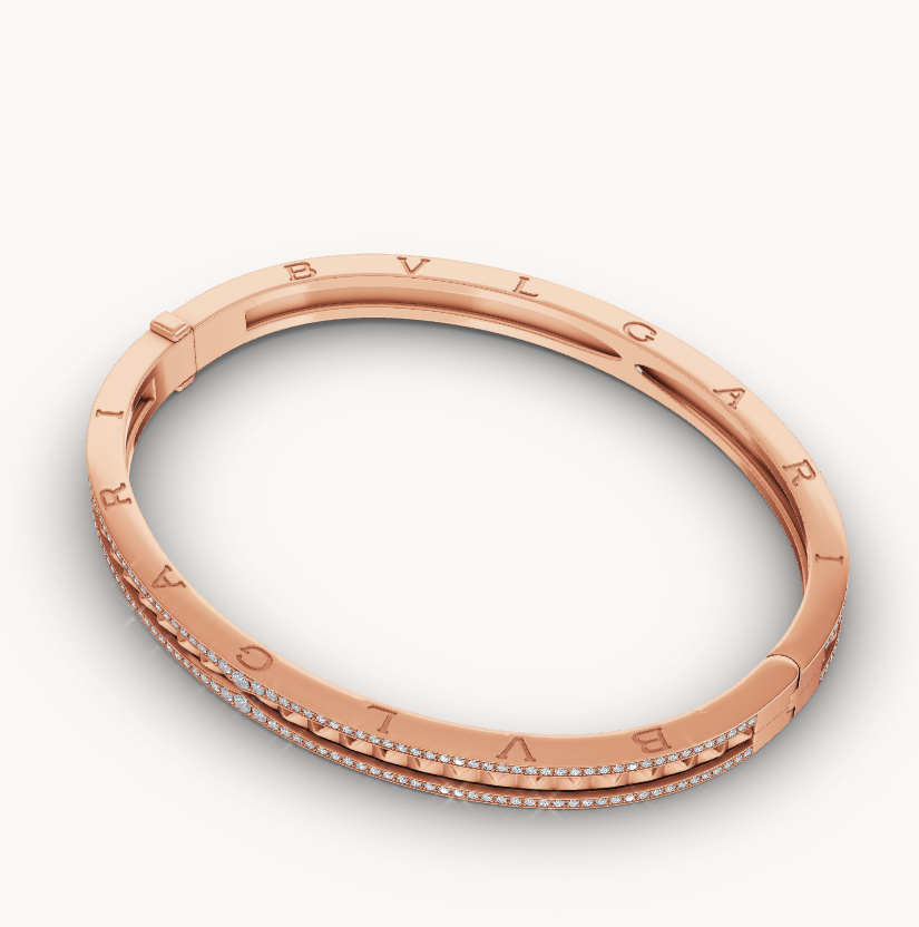 [Angela Jewellery]ZERO 1 SPIRAL AND PAVED DIAMOND PINK GOLD BRACELET