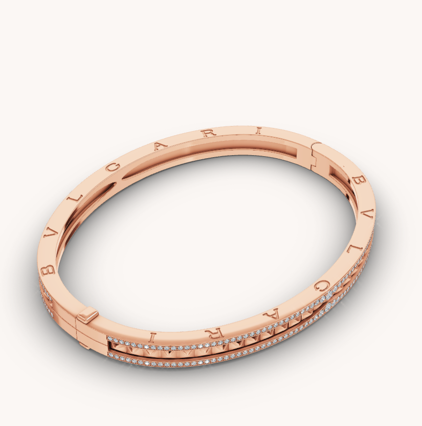 [Angela Jewellery]ZERO 1 SPIRAL AND PAVED DIAMOND PINK GOLD BRACELET