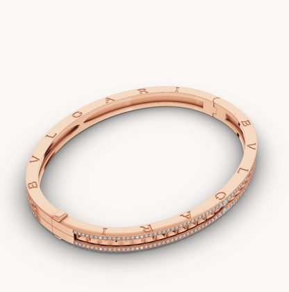 [Angela Jewellery]ZERO 1 SPIRAL AND PAVED DIAMOND PINK GOLD BRACELET