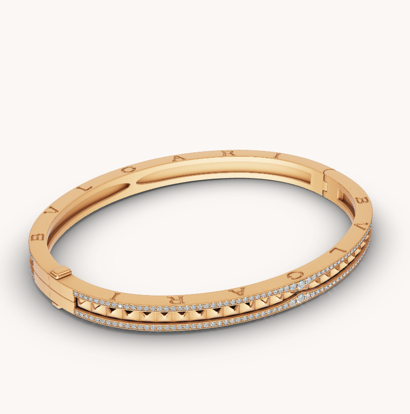 [Angela Jewellery]ZERO 1 SPIRAL AND PAVED DIAMOND GOLD BRACELET