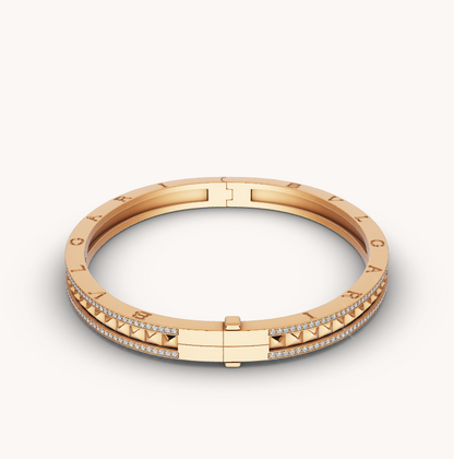 [Angela Jewellery]ZERO 1 SPIRAL AND PAVED DIAMOND GOLD BRACELET