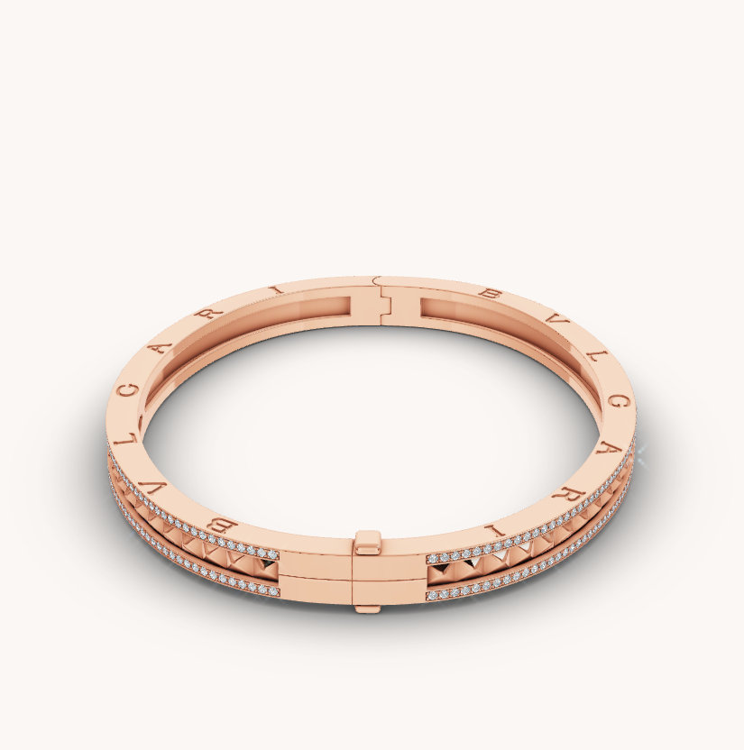 [Angela Jewellery]ZERO 1 SPIRAL AND PAVED DIAMOND PINK GOLD BRACELET